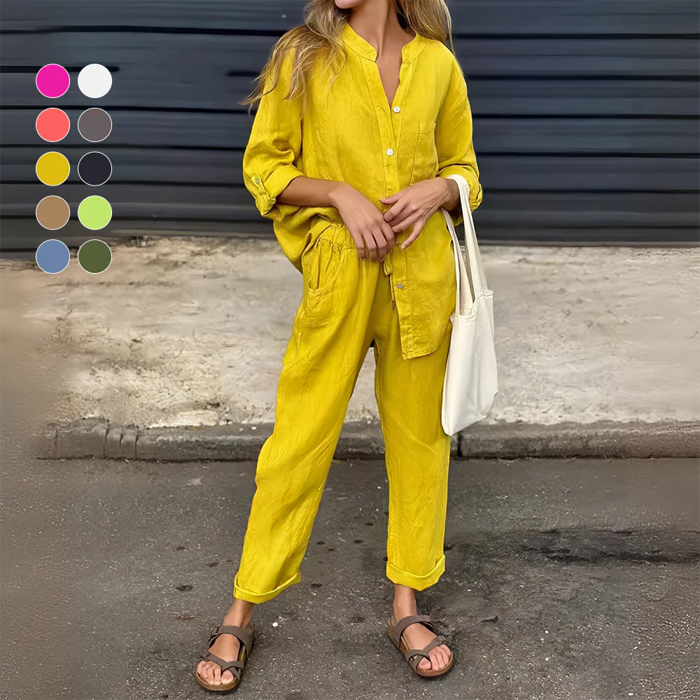 Heidi-Mode | Langarmhemd und Hose Aus Baumwolle und Leinen für Damen - Image 4
