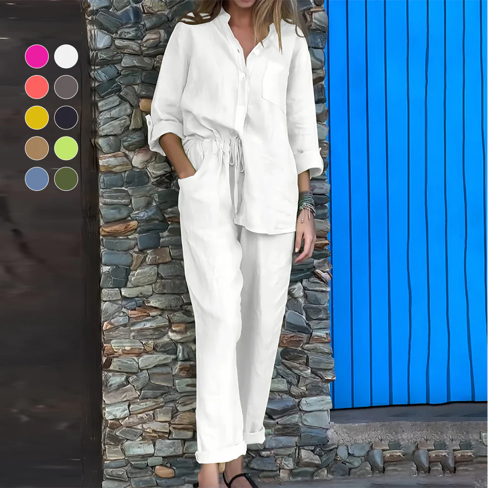 Heidi-Mode | Langarmhemd und Hose Aus Baumwolle und Leinen für Damen - Image 7