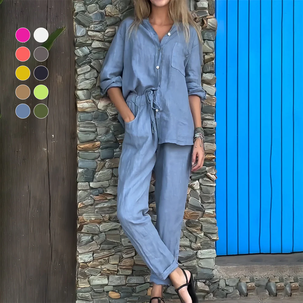 Heidi-Mode | Langarmhemd und Hose Aus Baumwolle und Leinen für Damen - Image 8