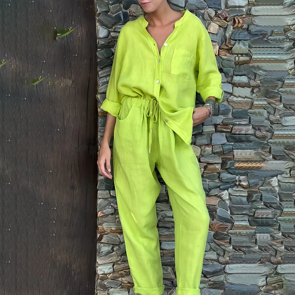 Heidi-Mode | Langarmhemd und Hose Aus Baumwolle und Leinen für Damen - Image 9