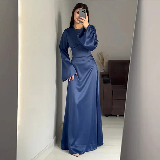 Heidi-Mode | Lange Frauenkleider Aus Satin Stil - Image 4