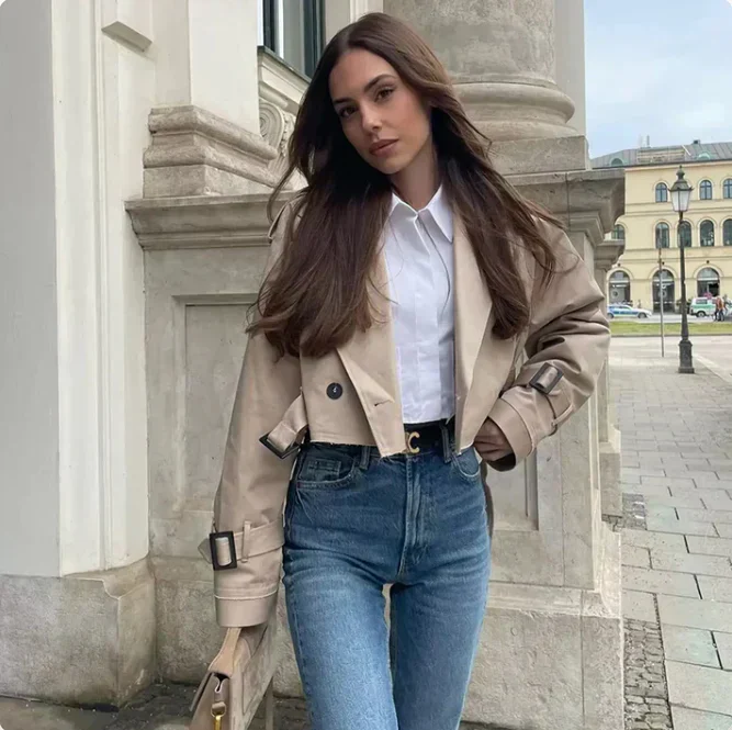 Heidi-Mode | Langarmiger Trenchcoat mit Verstellbarem Gürtel - Image 3