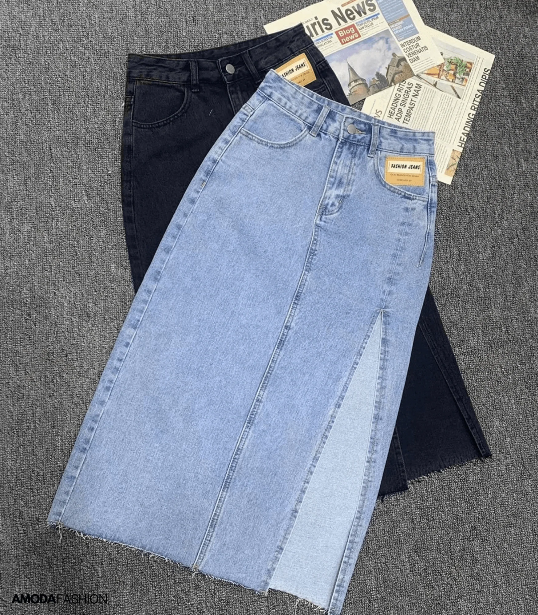 Heidi-Mode | Langer Bleistift-Denimrock mit Seitenschlitz - Image 4