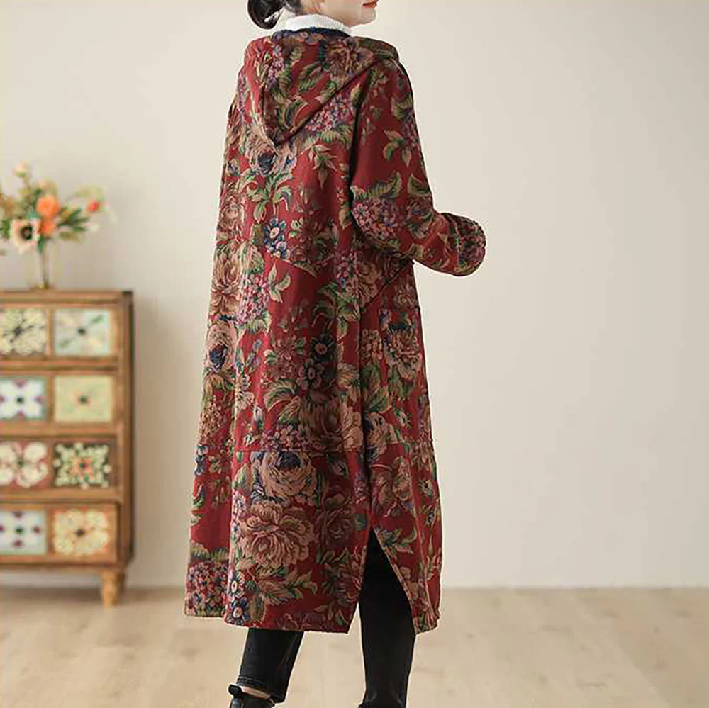 Heidi-Mode | Langer Mantel Im Vintage-Stil mit Blumendruck - Image 10