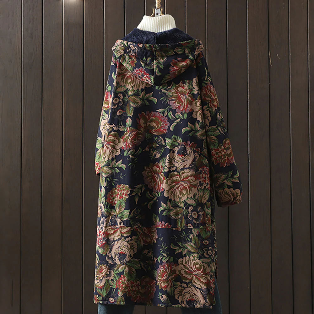 Heidi-Mode | Langer Mantel Im Vintage-Stil mit Blumendruck - Image 6