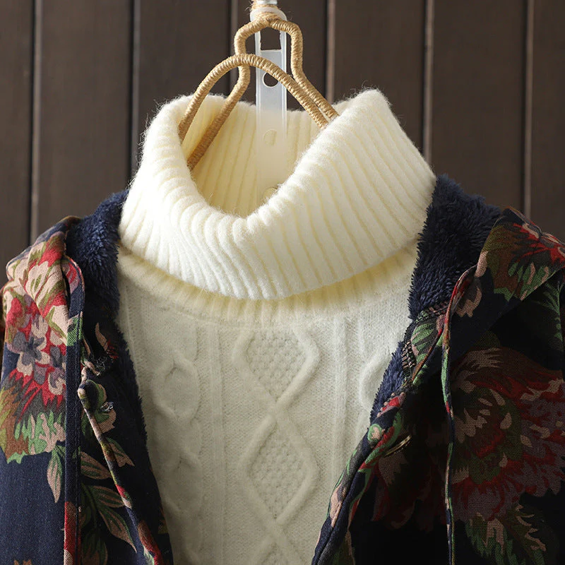 Heidi-Mode | Langer Mantel Im Vintage-Stil mit Blumendruck - Image 7