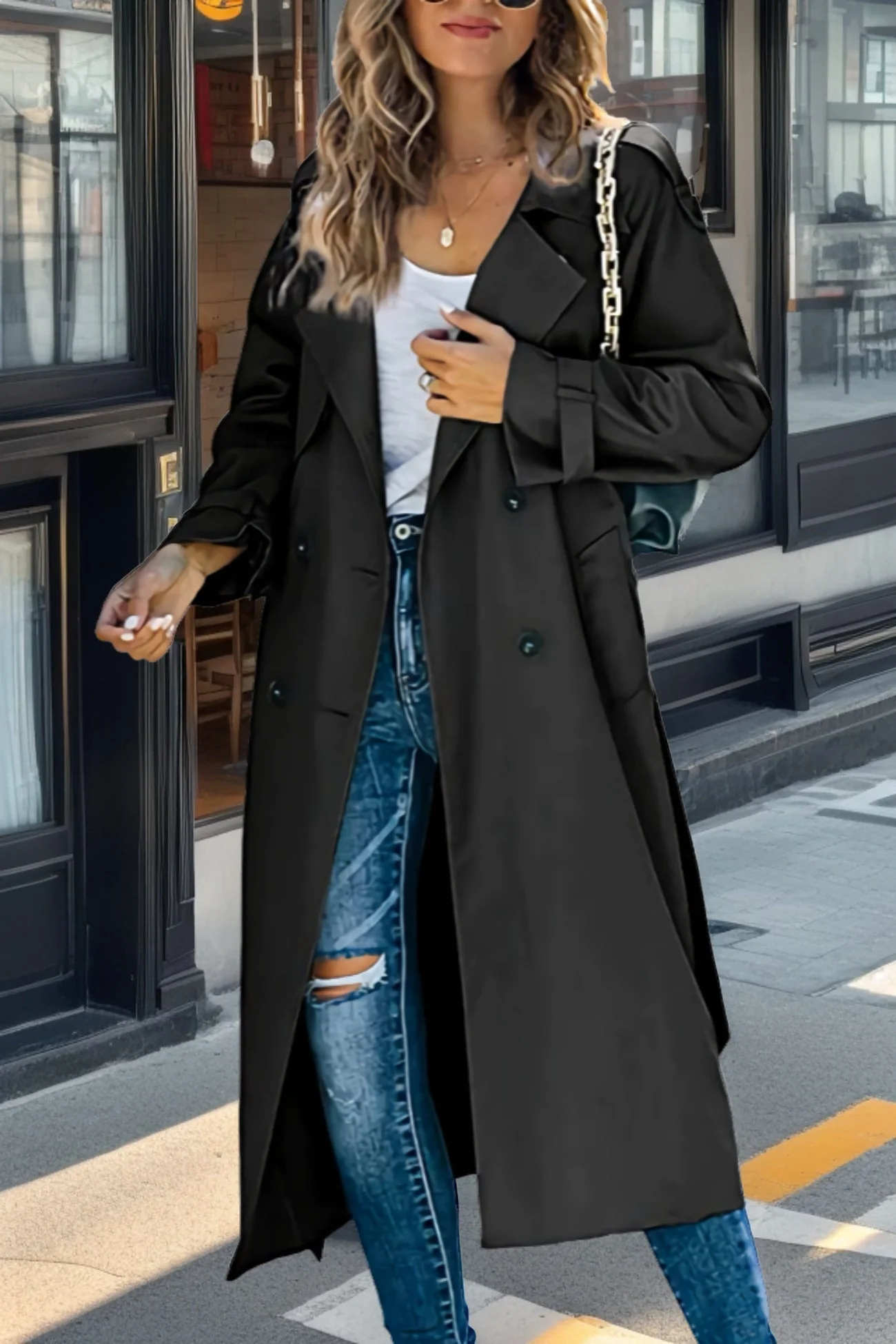 Heidi-Mode | Langer Trenchcoat mit Doppelknopf und Reverskragen - Image 6