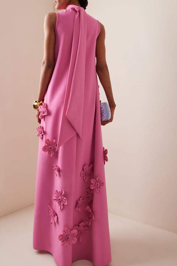 Heidi-Mode | Langes Rosa Kleid mit Blumen - Image 2