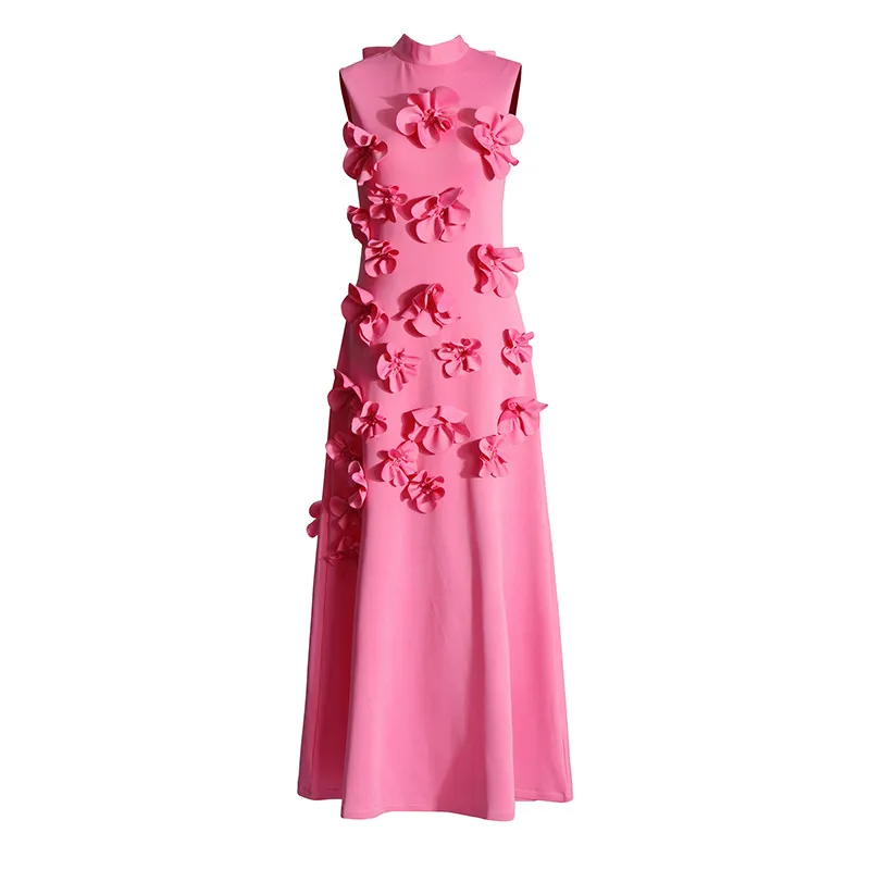 Heidi-Mode | Langes Rosa Kleid mit Blumen - Image 3
