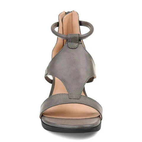 Heidi-Mode | Lässige Sandalen mit Keilabsatz und Fesselriemchen Offene Sommersandalen mit Keilabsatz - Image 2