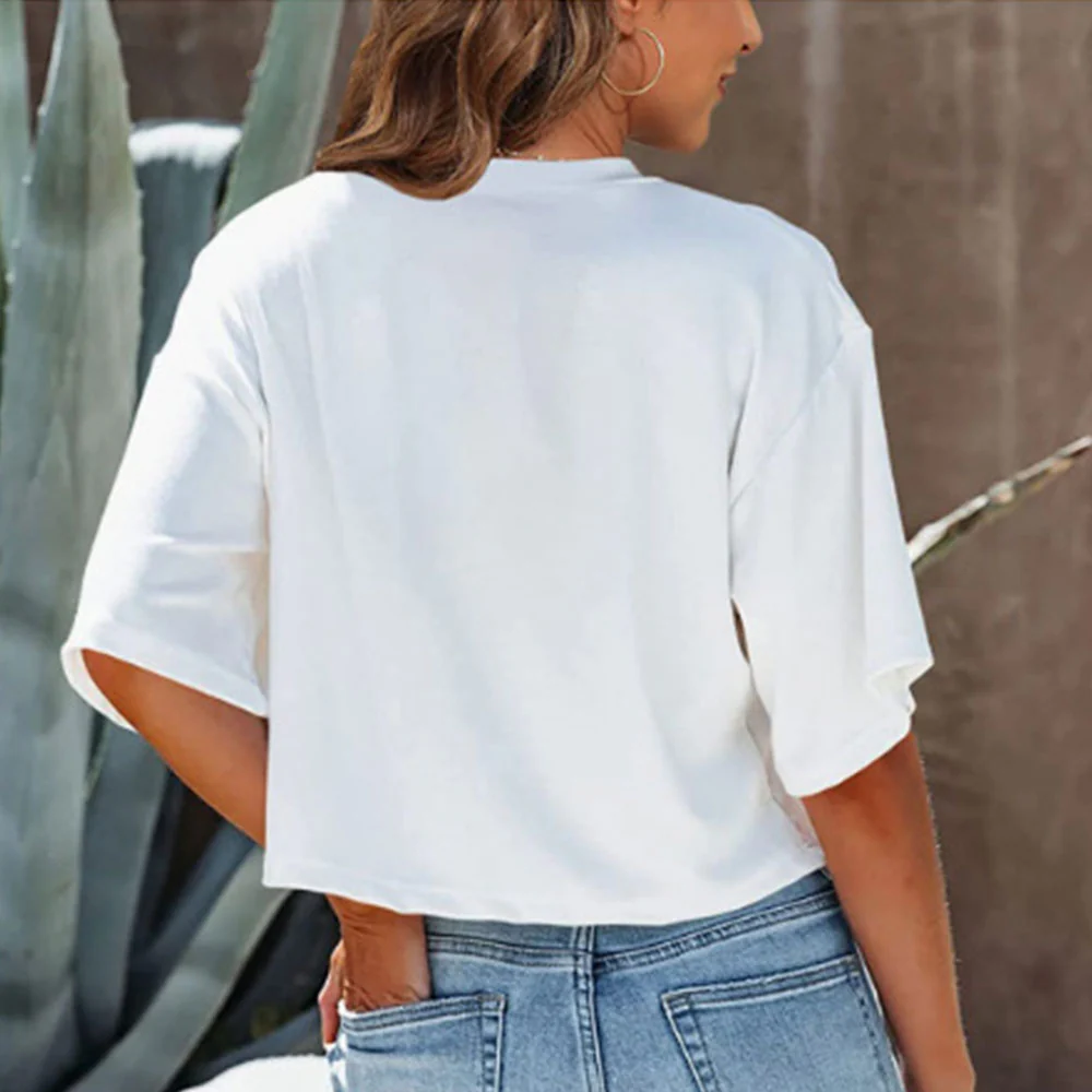 Heidi-Mode | Lässiges, Einfarbiges, Kurzes T-Shirt mit Rundhalsausschnitt für Damen