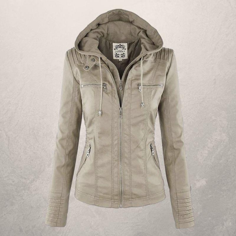 Heidi-Mode | Lederjacke - Kunstleder Slim Fit Kapuzenzip-Jacke - Image 10