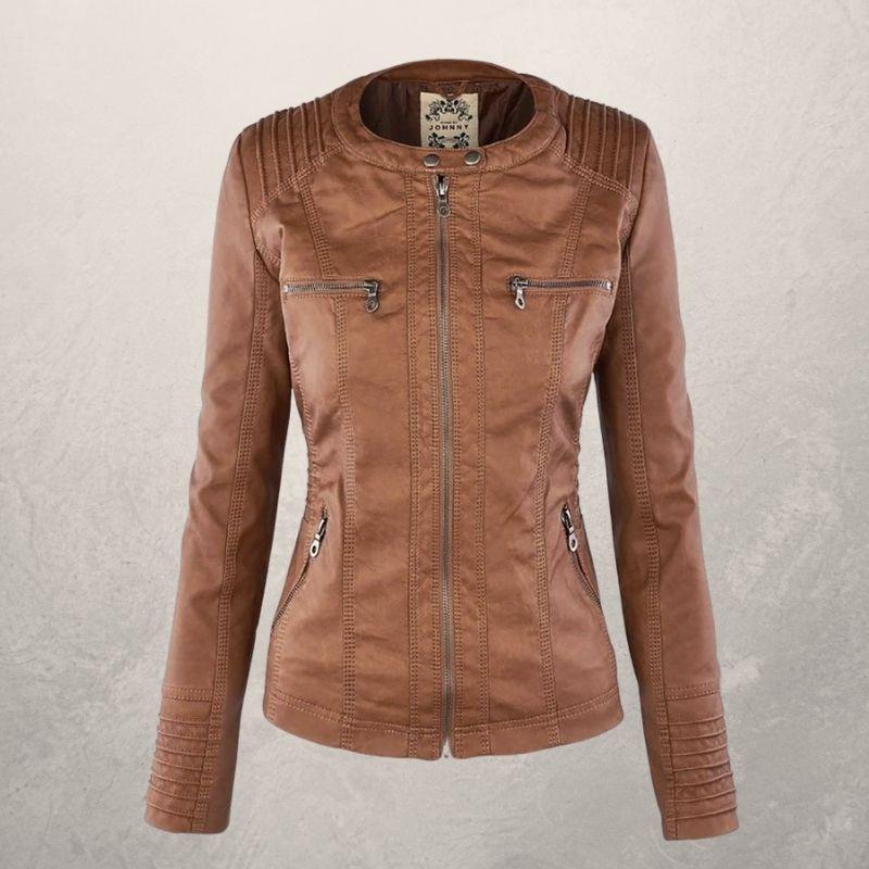 Heidi-Mode | Lederjacke - Kunstleder Slim Fit Kapuzenzip-Jacke - Image 2