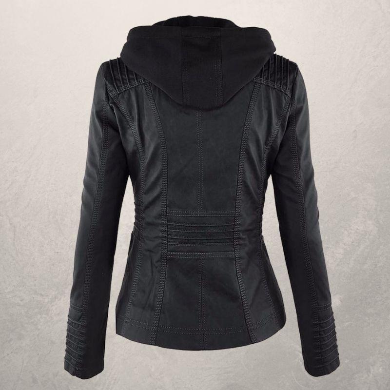 Heidi-Mode | Lederjacke - Kunstleder Slim Fit Kapuzenzip-Jacke - Image 3
