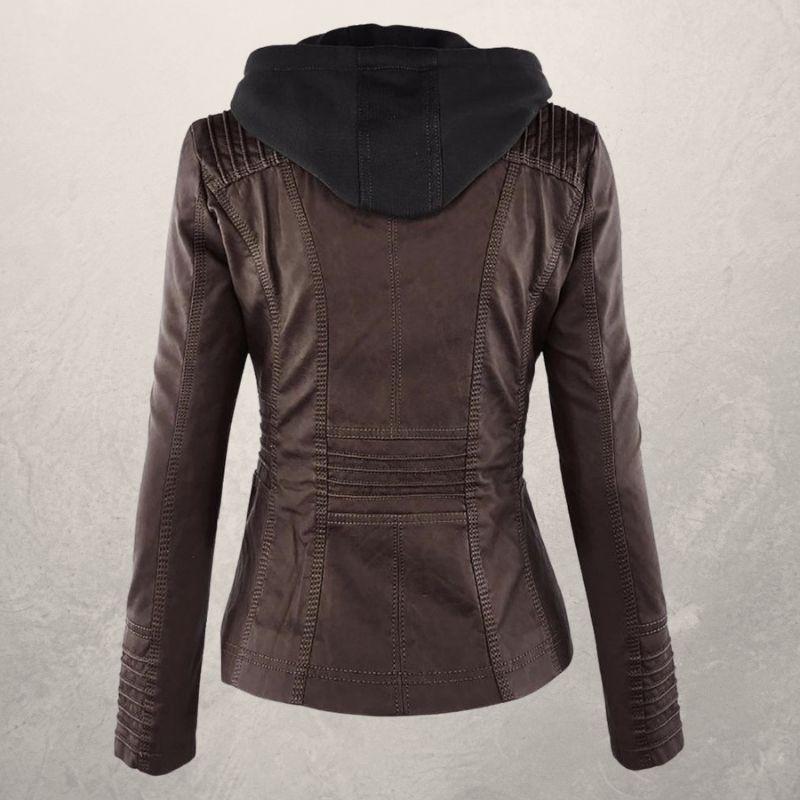 Heidi-Mode | Lederjacke - Kunstleder Slim Fit Kapuzenzip-Jacke - Image 6