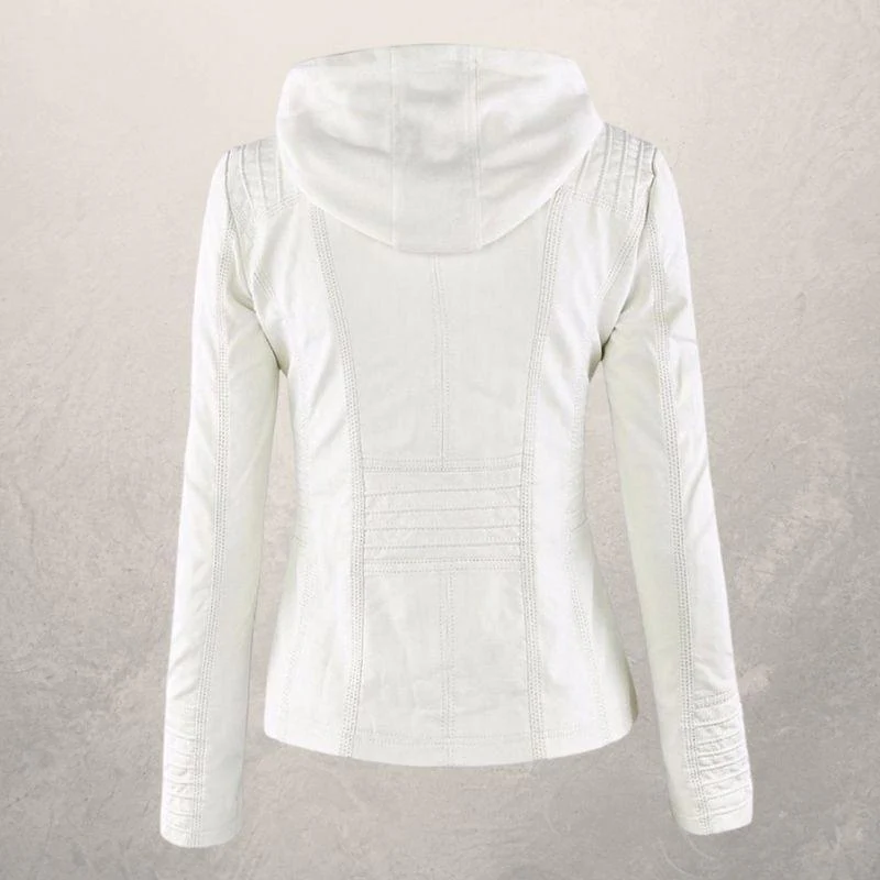 Heidi-Mode | Lederjacke - Kunstleder Slim Fit Kapuzenzip-Jacke - Image 7