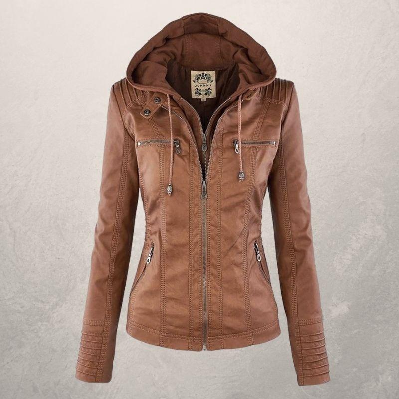 Heidi-Mode | Lederjacke - Kunstleder Slim Fit Kapuzenzip-Jacke - Image 8