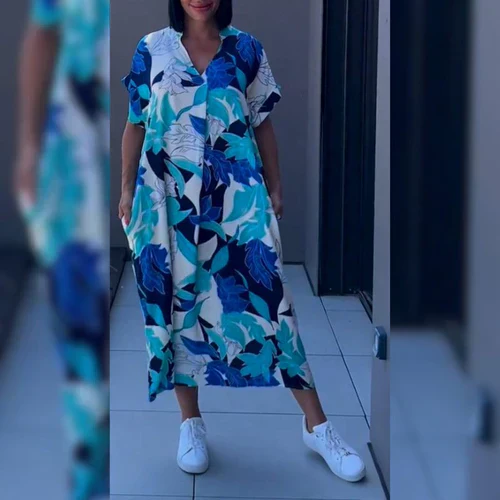 Heidi-Mode | Lebendiges Bedrucktes Kaftan Kleid mit Lässiger Passform für Frauen - Image 3