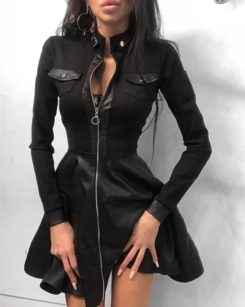 Heidi-Mode | Leder-Reißverschluss Minikleid - Image 3