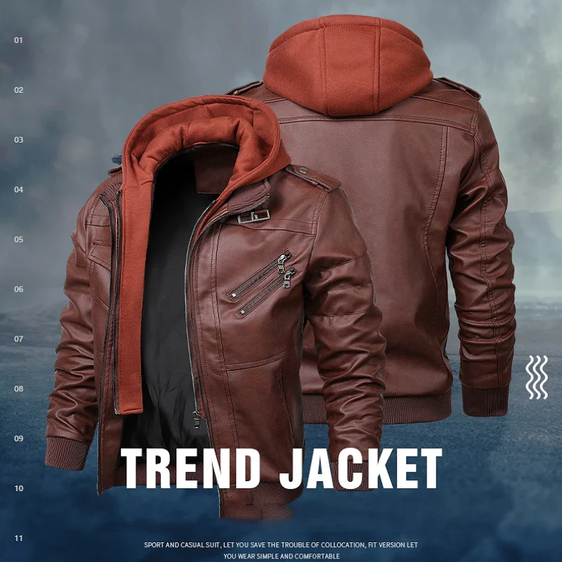 Heidi-Mode | Lederjacke Herren mit Reißverschluss, Klassische Jacke Aus Echtleder - Image 14
