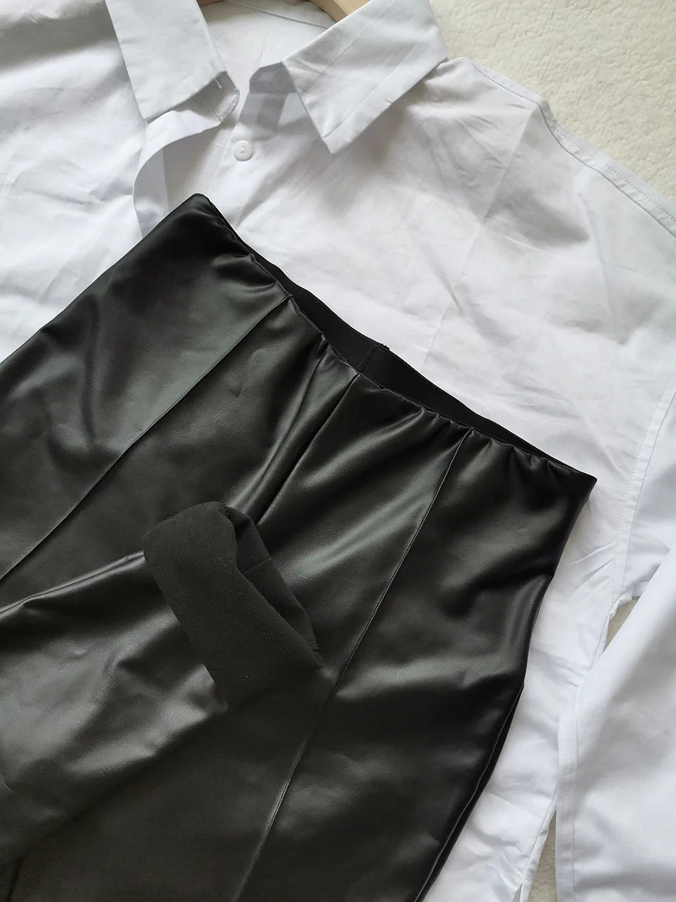 Heidi-Mode | Lederleggings Lederstretchleggings mit Fleece für Den Herbst - Image 4