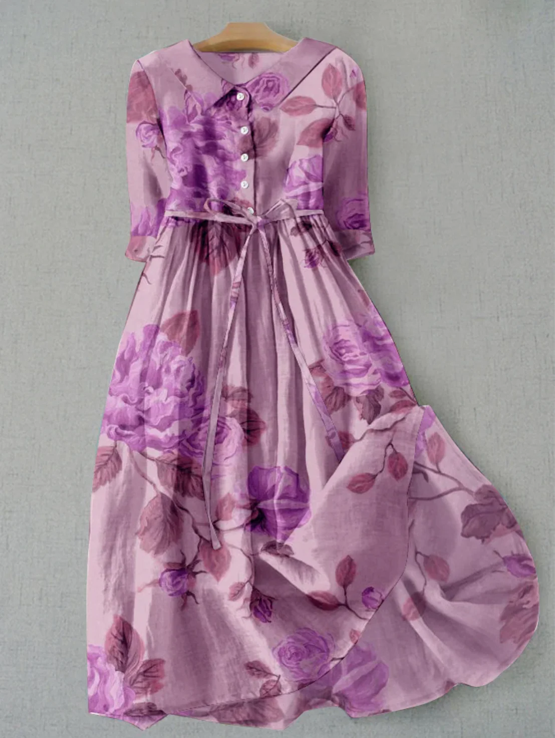 Heidi-Mode | Leinenkleid mit Blumenmuster und Knopfleiste für Damen - Image 5