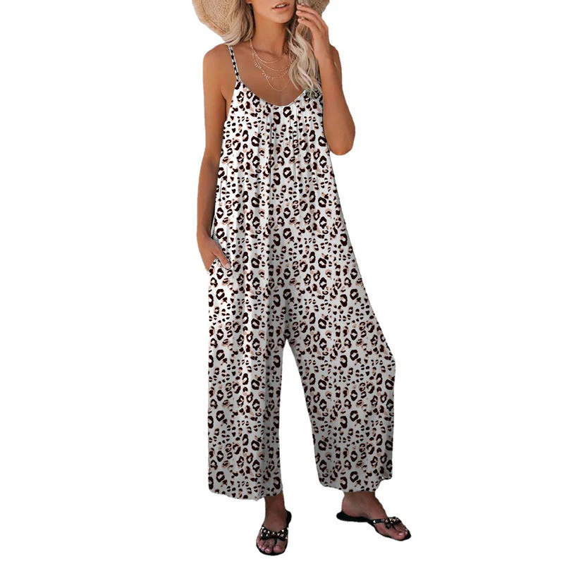 Heidi-Mode | Leopard-Print-Tasche Lockerer Träger Einteiler Overall - Image 2