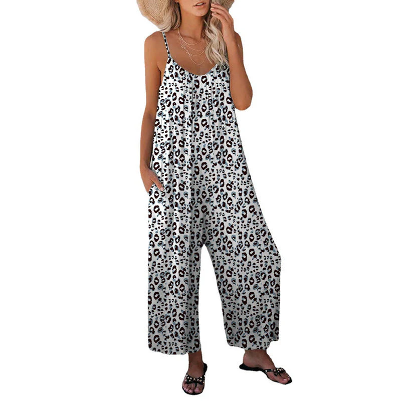 Heidi-Mode | Leopard-Print-Tasche Lockerer Träger Einteiler Overall - Image 4