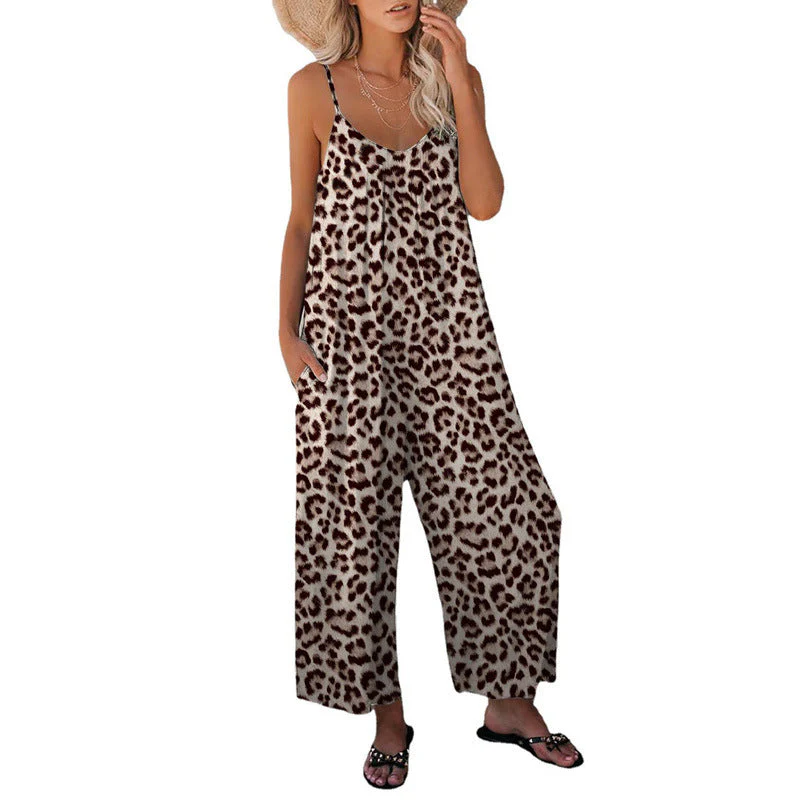 Heidi-Mode | Leopard-Print-Tasche Lockerer Träger Einteiler Overall - Image 6