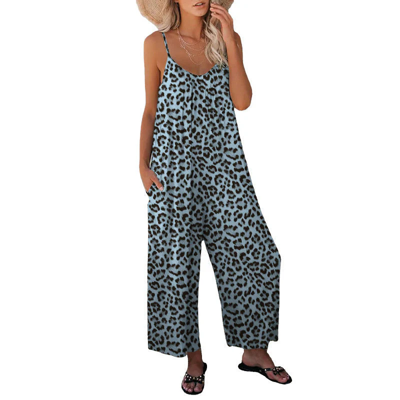 Heidi-Mode | Leopard-Print-Tasche Lockerer Träger Einteiler Overall - Image 7