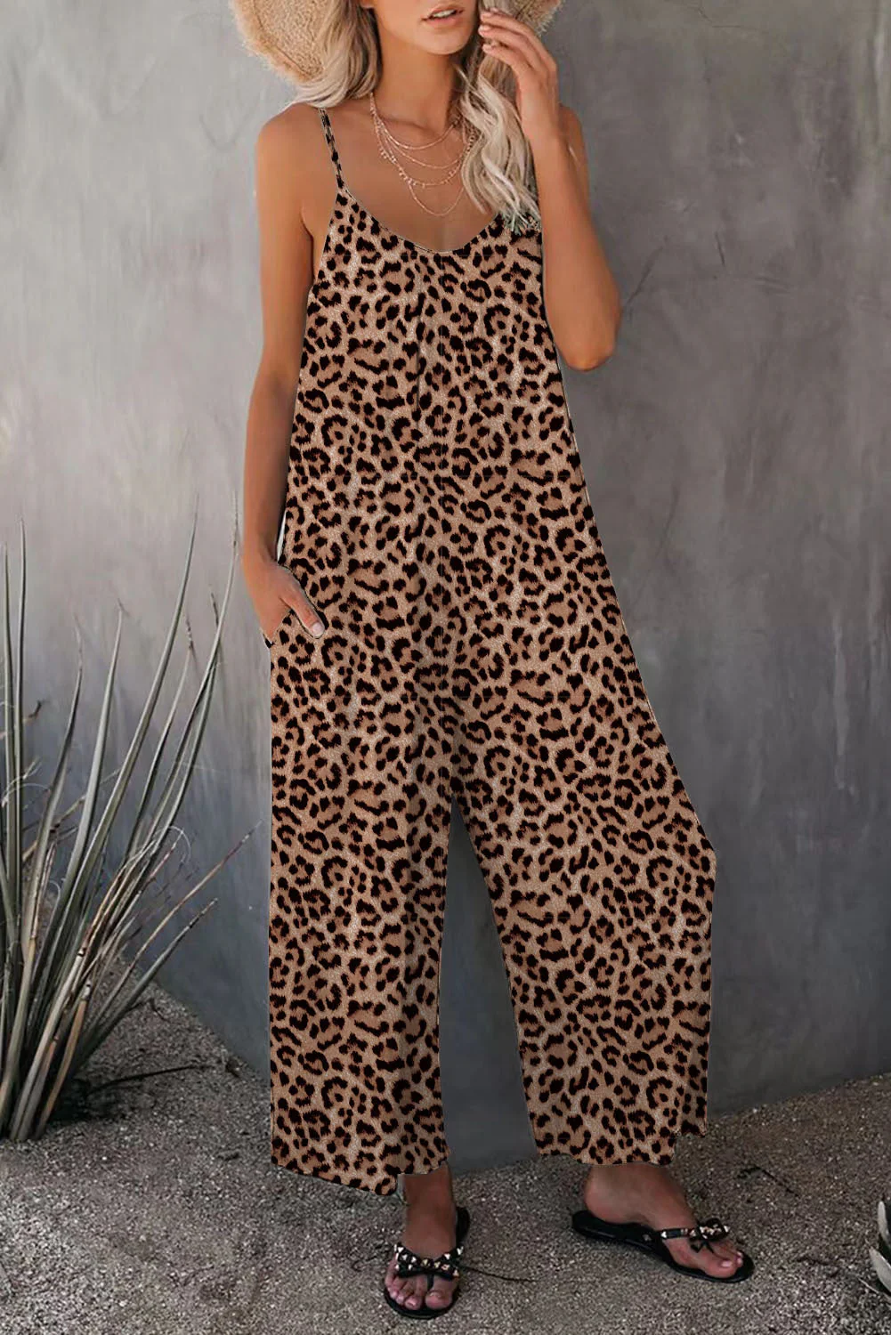 Heidi-Mode | Leopard-Print-Tasche Lockerer Träger Einteiler Overall - Image 8