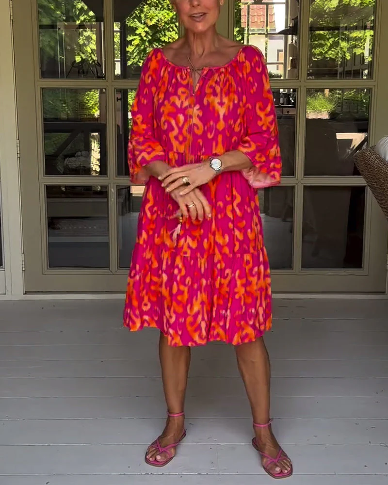 Heidi-Mode | Lockeres, Bedrucktes Kleid mit Glockenärmeln - Image 7