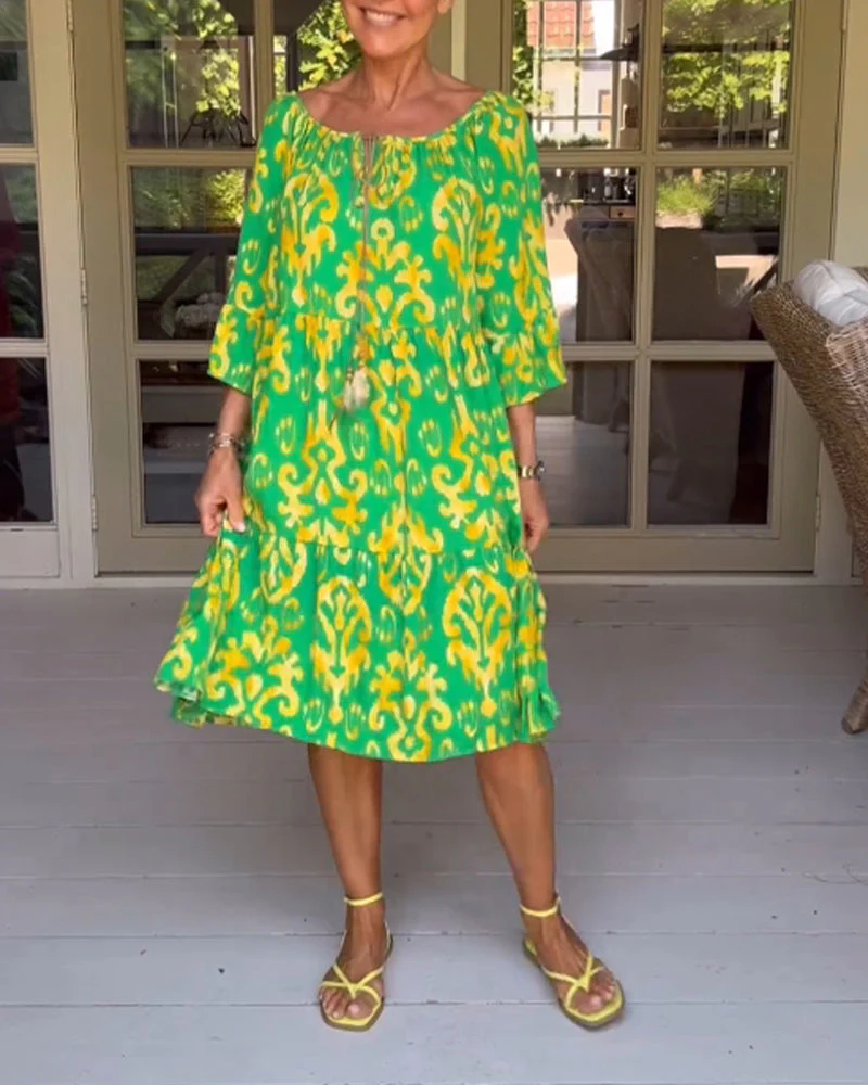 Heidi-Mode | Lockeres, Bedrucktes Kleid mit Glockenärmeln - Image 8