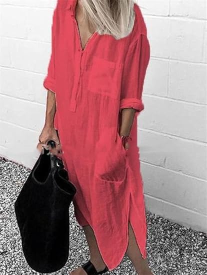 Heidi-Mode | Lockeres Langes Kleid mit Langen Ärmeln und Seitentaschen Kleid - Image 11