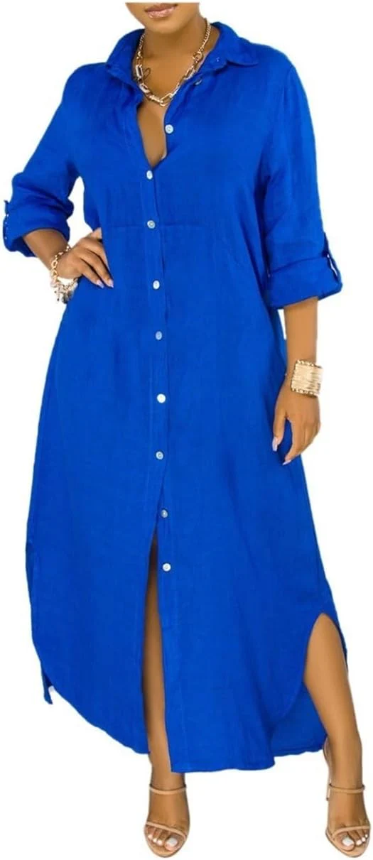 Heidi-Mode | Lockeres Langes Kleid mit Langen Ärmeln und Seitentaschen Kleid - Image 7