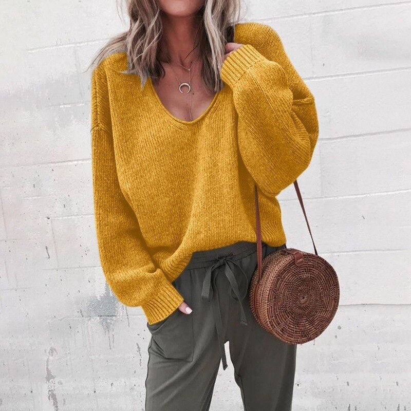 Heidi-Mode | Lose V-Ausschnitt Stricktop Pullover - Image 4