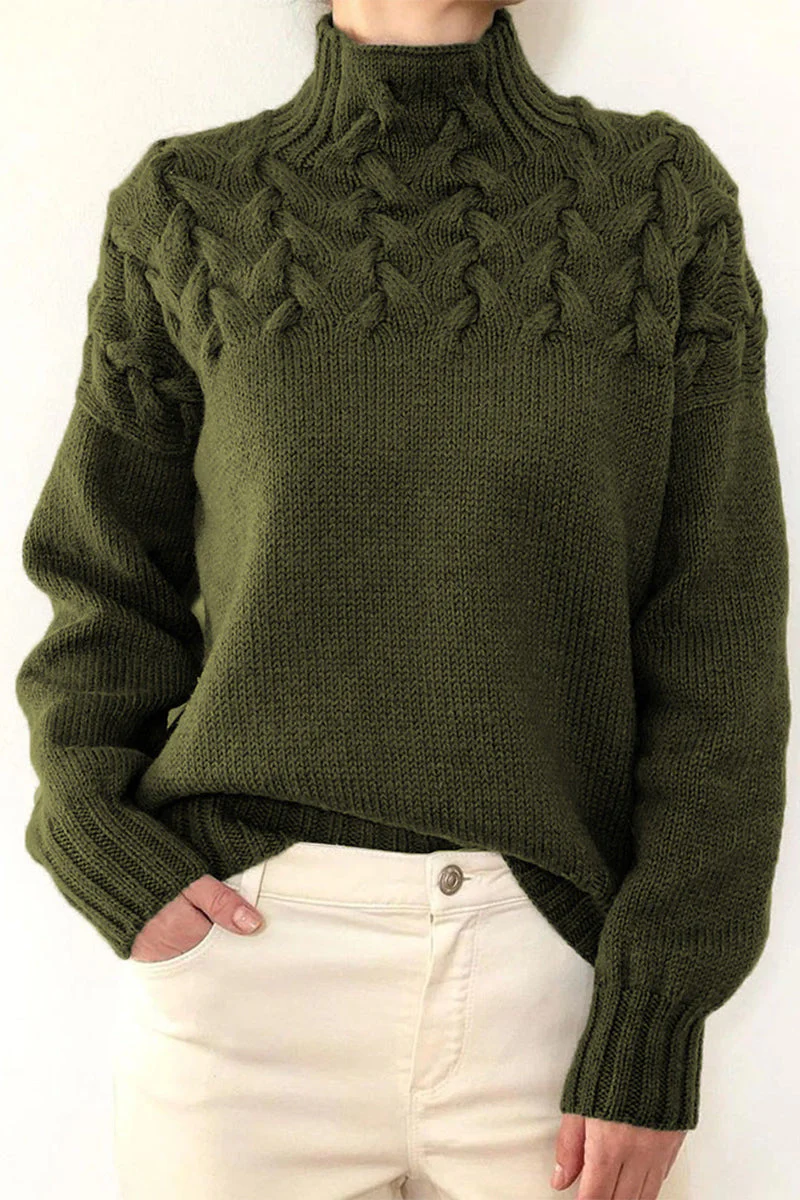 Heidi-Mode | Lässiger Einfarbiger Strickpullover mit Rollkragen - 11 Farben - Image 13