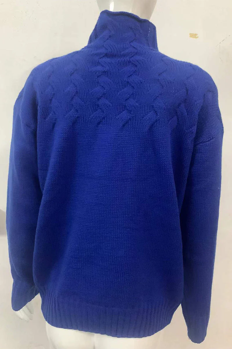 Heidi-Mode | Lässiger Einfarbiger Strickpullover mit Rollkragen - 11 Farben - Image 2