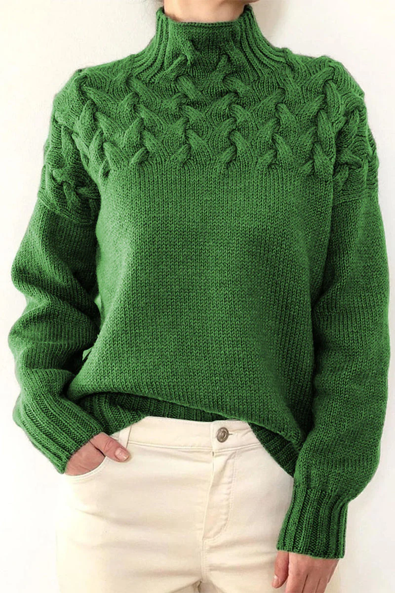 Heidi-Mode | Lässiger Einfarbiger Strickpullover mit Rollkragen - 11 Farben - Image 6