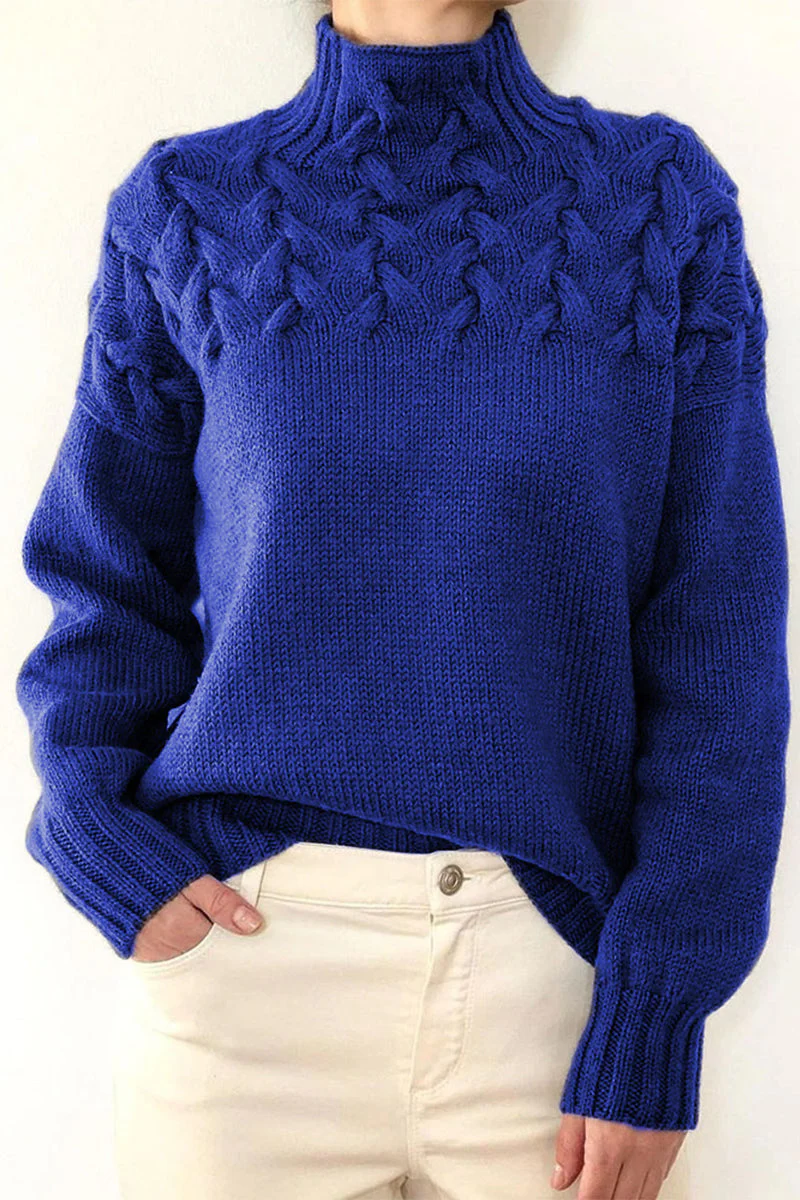 Heidi-Mode | Lässiger Einfarbiger Strickpullover mit Rollkragen - 11 Farben - Image 8