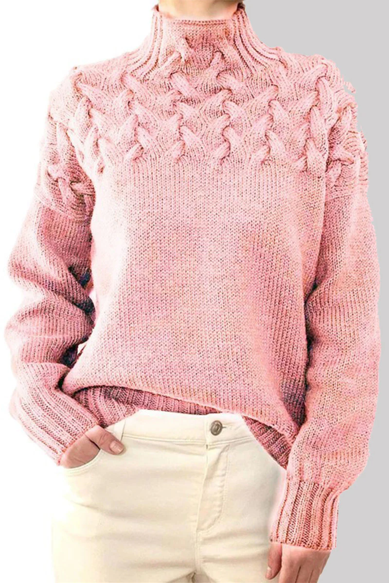 Heidi-Mode | Lässiger Einfarbiger Strickpullover mit Rollkragen - 11 Farben - Image 9