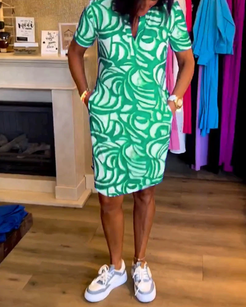 Heidi-Mode | Lässiges Kurzärmeliges Kleid mit Print - Image 12