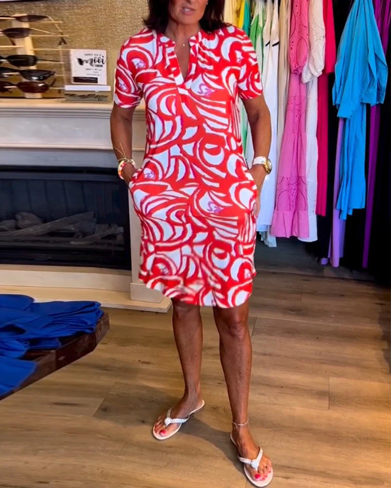 Heidi-Mode | Lässiges Kurzärmeliges Kleid mit Print - Image 14