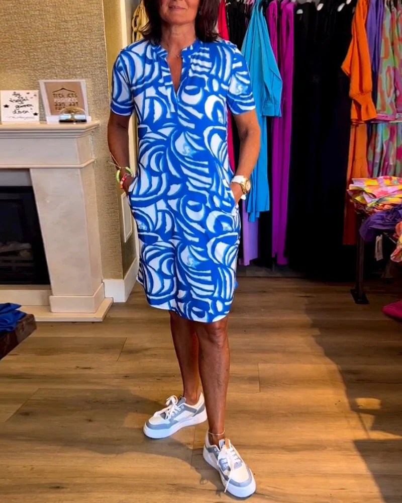 Heidi-Mode | Lässiges Kurzärmeliges Kleid mit Print - Image 15
