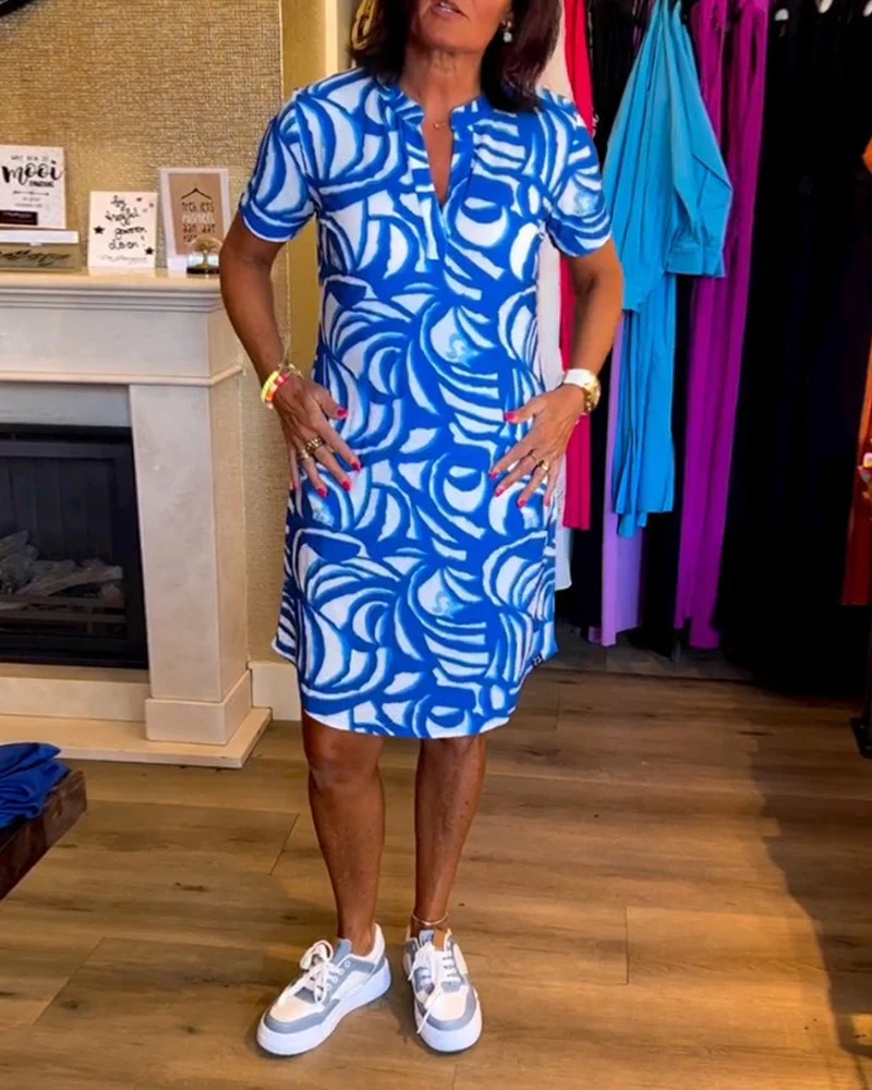 Heidi-Mode | Lässiges Kurzärmeliges Kleid mit Print - Image 9