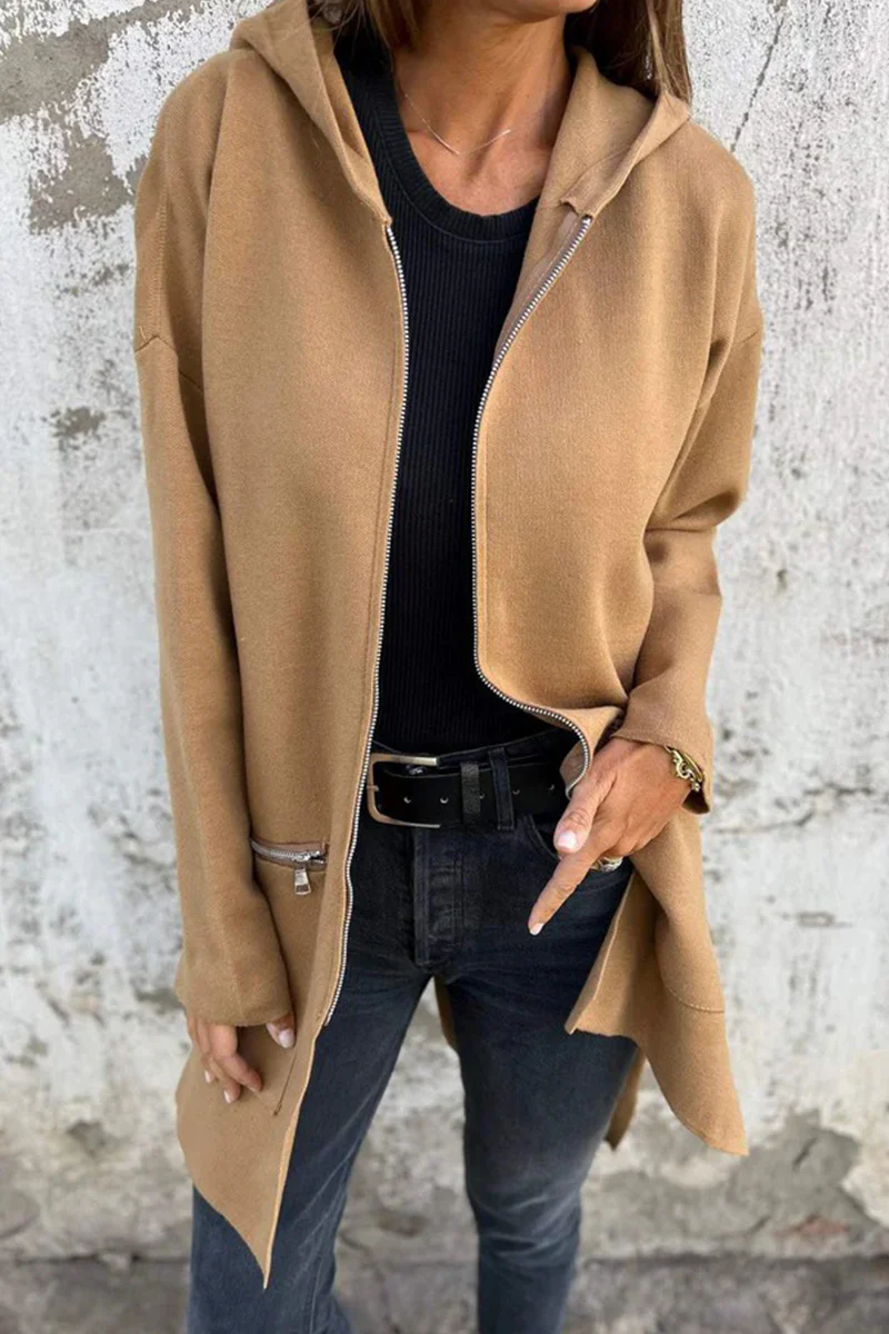 Heidi-Mode | Lässige Tägliche Schlitz Reißverschluss Kapuzenoberbekleidung - 9 Farben - Image 3