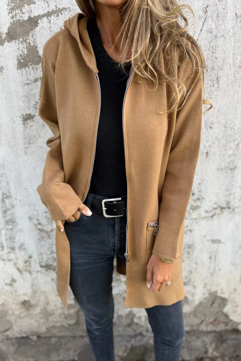 Heidi-Mode | Lässige Tägliche Schlitz Reißverschluss Kapuzenoberbekleidung - 9 Farben - Image 7