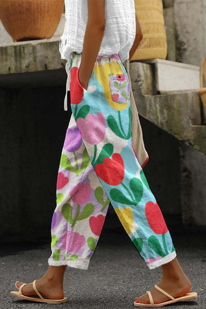 Heidi-Mode | Lässig Unique Printed Button Pocket Pants - Image 11