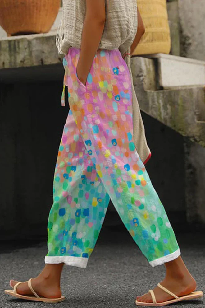 Heidi-Mode | Lässig Unique Printed Button Pocket Pants - Image 2