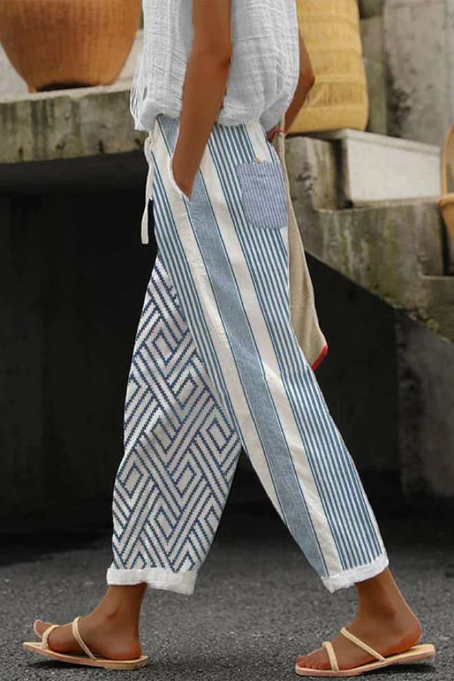 Heidi-Mode | Lässig Unique Printed Button Pocket Pants - Image 5